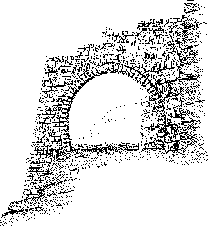 Norm-Zeichnung eines Tunnelportals zwischen Fels und Hang