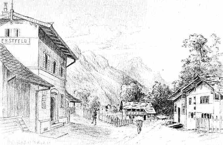Das Stationsgeb�ude in Erstfeld 1882